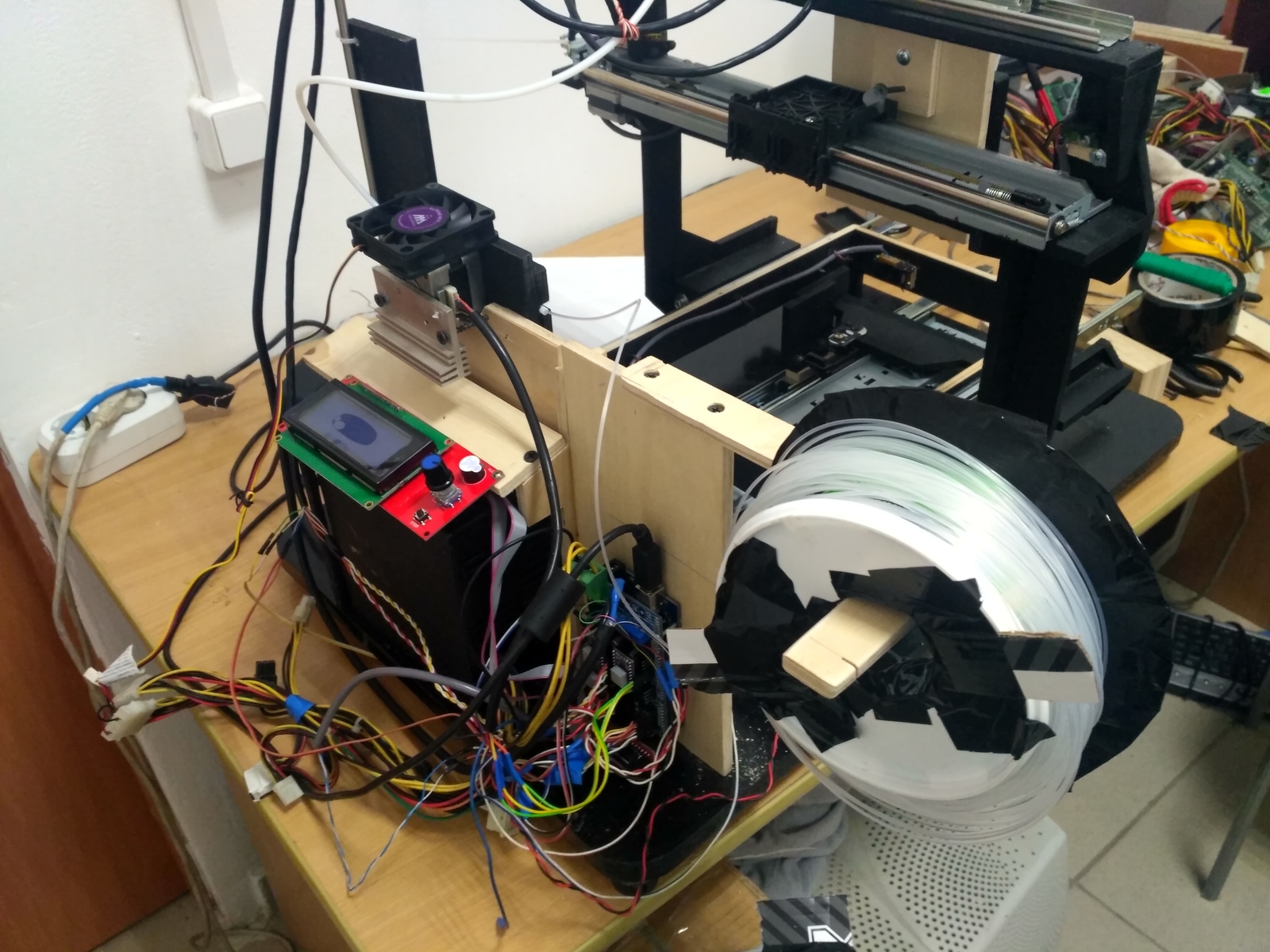 3D-принтер из фанеры и старых запчастей от принтеров старых, фанеру, 35300, сделано, чертежи, использую, принтеров, использовать, направляющие, использование, помог, будет, Кинематика, печати, достаточно, проекта, который, 3Dпринтер, подшипников, Концевики