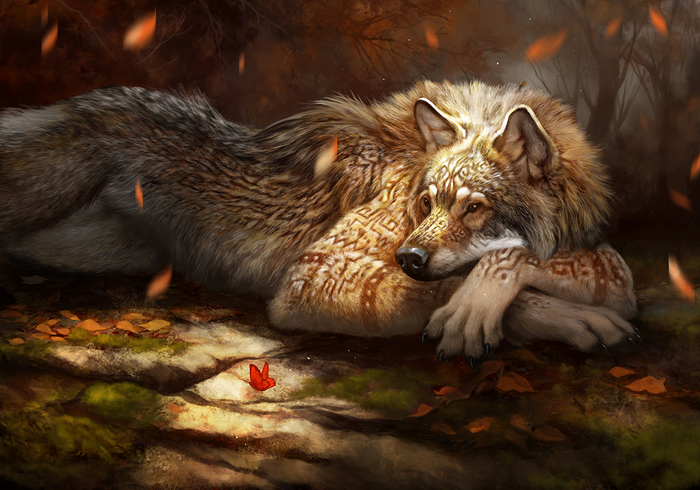 Red Gold - Арт, DeviantArt, Furry Art, Ailah, Therese Larsson, Оборотни, Фурри, Furry Canine