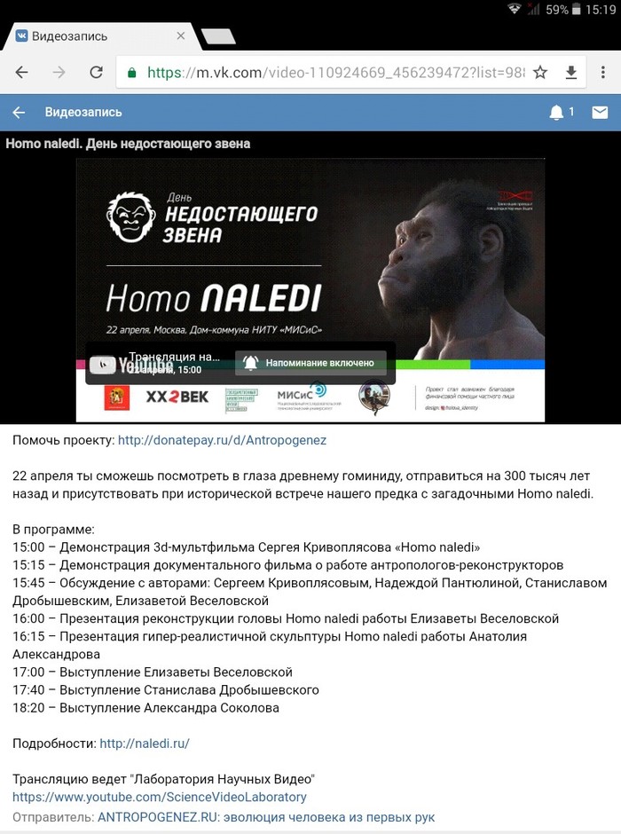 Day of the Missing Link - Homo naledi, Anthropogenesis, Stanislav Drobyshevsky, Alexander Sokolov