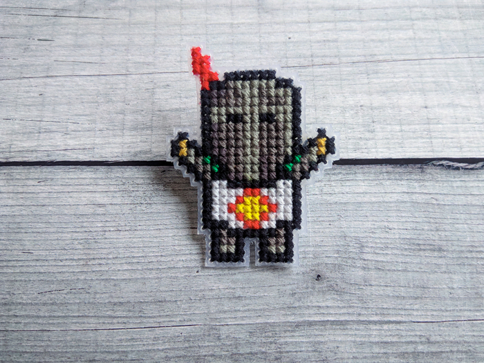 Pixel art embroidery of Dark Souls characters - My, Dark souls, , Solaire of astora, YOU DIED, Artorias, Knight Artorias