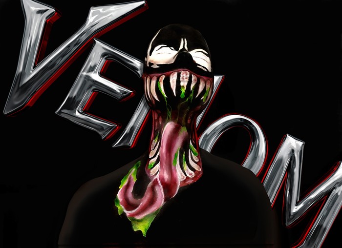 We are venom - My, Makeup, Bodypainting, Cosplay, Marvel, Venom, Self-taught, Sfx