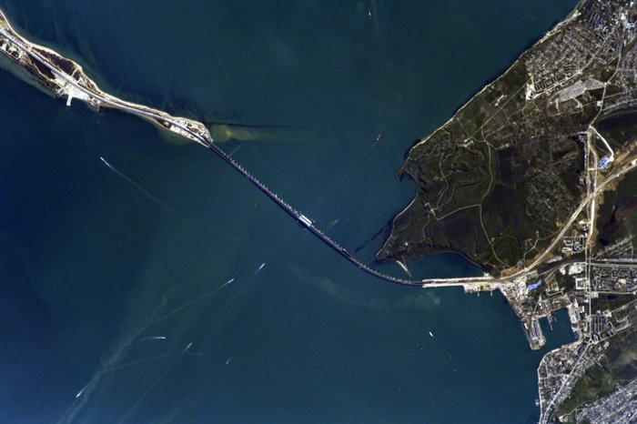 The Russian cosmonaut showed the Crimea and the bridge across the Kerch Strait. - Crimea, Bridge, The photo, Space, Longpost