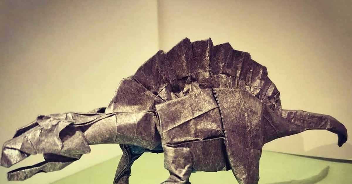 Динозавр из бумаги. Styracosaurus Satoshi Kamiya. Оригами Спинозавр. Робот 