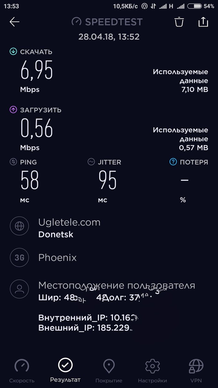 В Донецке нормально начал работать 3g интернет - Моё, Донецк, 3g, Vodafone, Феникс, ДНР, Мобильный интернет, Длиннопост