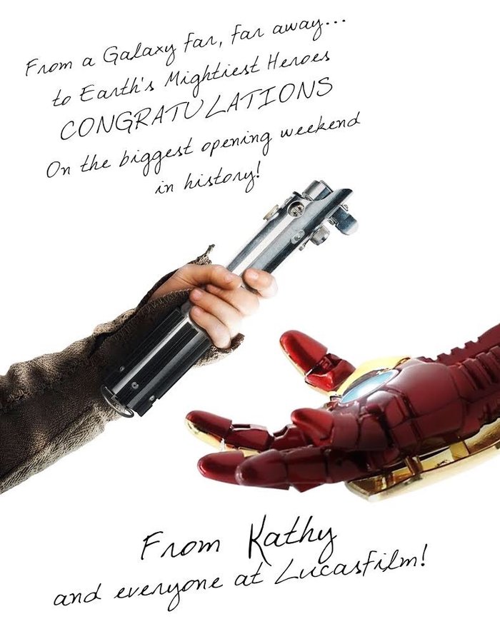 Lucasfilm поздравила Mстителей с победой над джедаями.