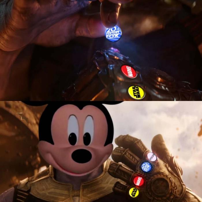 The only thing missing is Warner Brothers - Walt Disney, Thanos, Mickey Mouse, Reddit