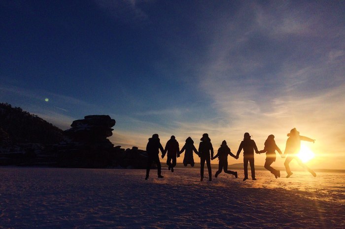 Sunset on a frozen lake. Borovoe. Northern Kazakhstan. - Borovoe, Kazakhstan, My, Lake, Winter