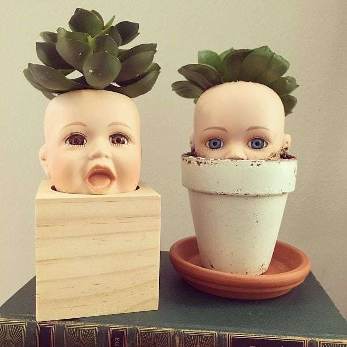 People turned old dolls into plant pots - Longpost, Flowers, Doll, Flower pot, Kripota