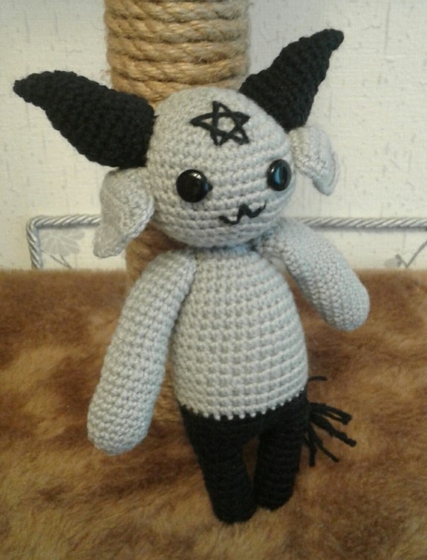 Milash Lucik - My, Amigurumi, Hobby, Needlework without process, Demon, Knitted toys, Memes, Longpost