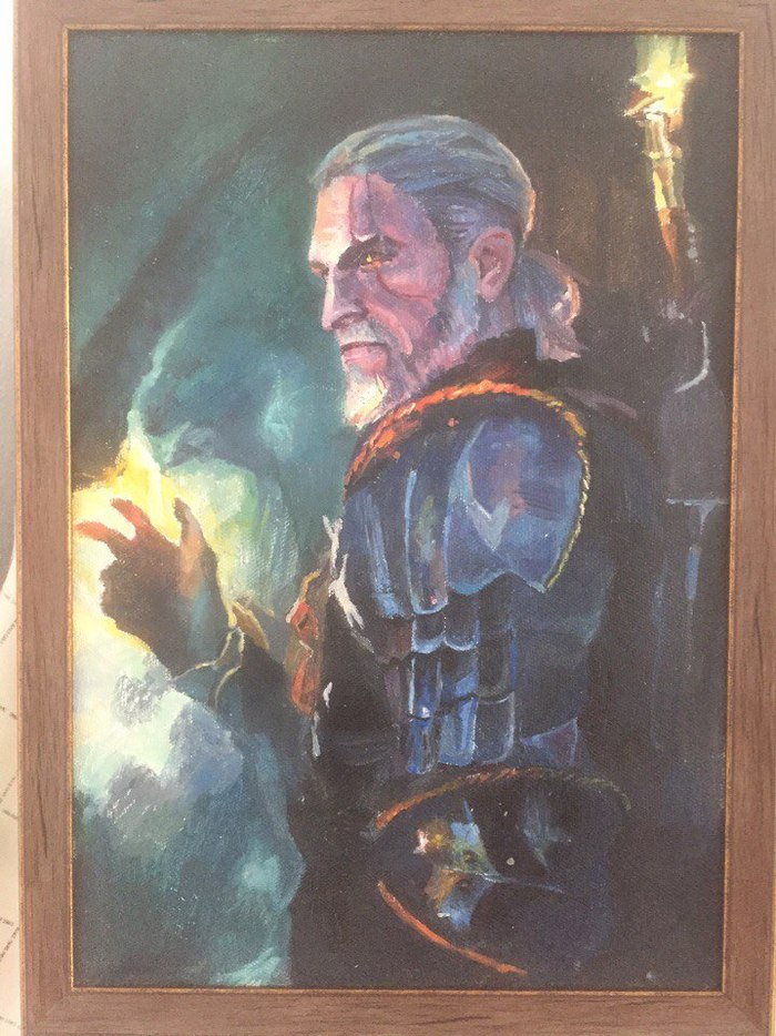 The girl gave Geralt on DR - My, Witcher, Geralt of Rivia, Canvas, Oil painting, 