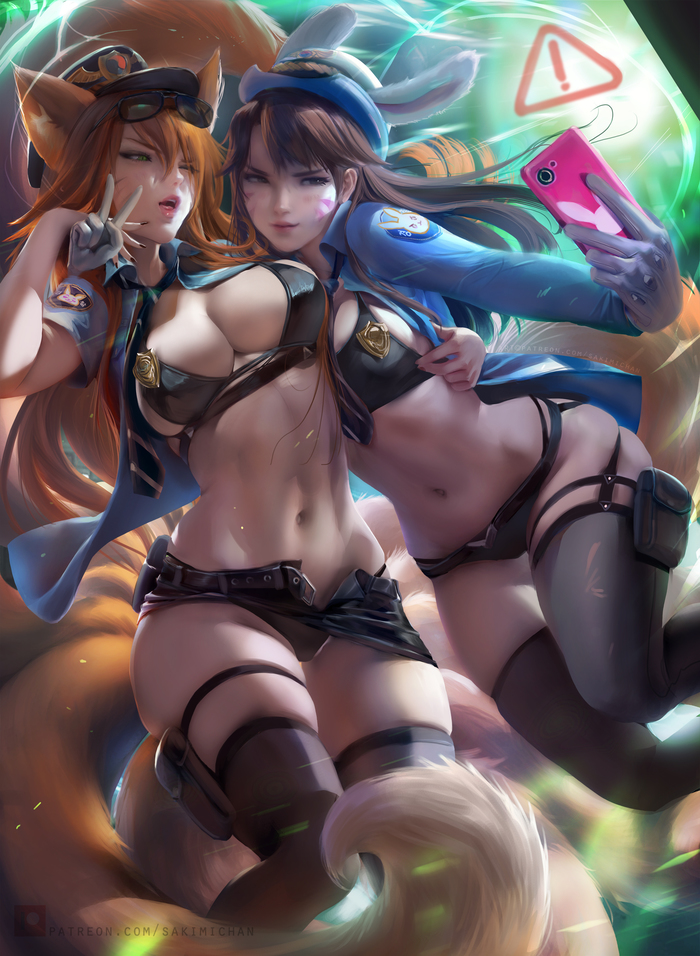 DivAhri - NSFW, Overwatch, League of Legends, Dva, Ahri, Crossover, Без цензуры, Sakimichan, Длиннопост, Кроссовер