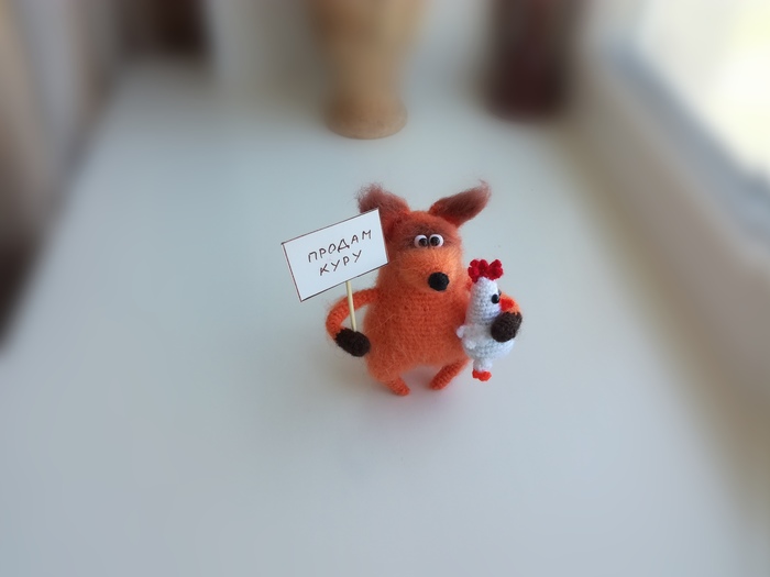 Fox - My, Knitting, Needlework, Amigurumi, Needlework without process, Fox, Knitted toys