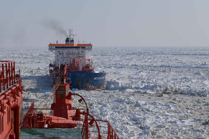 Ледокольная проводка судов Ледокол, Лед, Судно, Арктика, Танкер, Работа, Длиннопост
