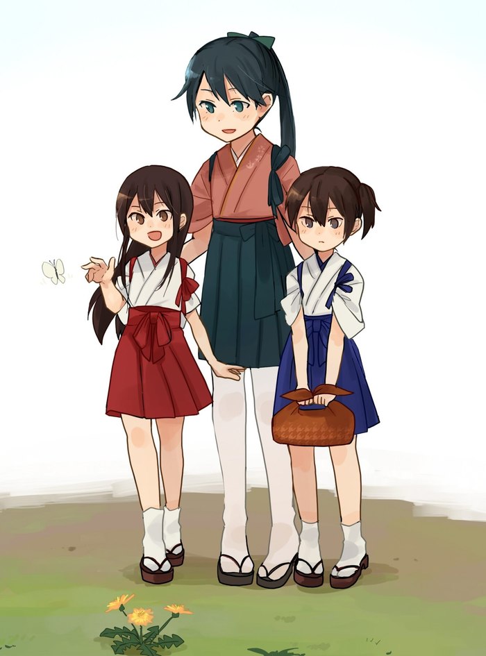 Family - Kantai collection, Anime, Akagi, Kaga, Houshou, Longpost