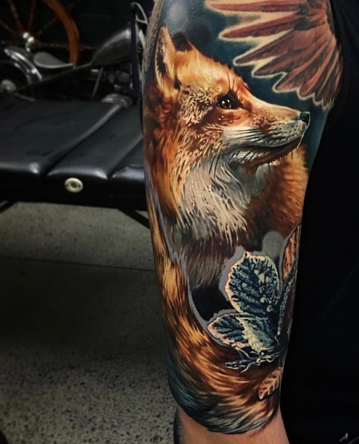 Gorgeous - Tattoo, Fox, Tattoo on the arm, Realism, Animals