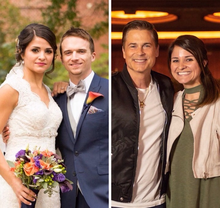 The face of my wife on our wedding day and her face during the meeting with Rob Lowe - , Wedding, Smile