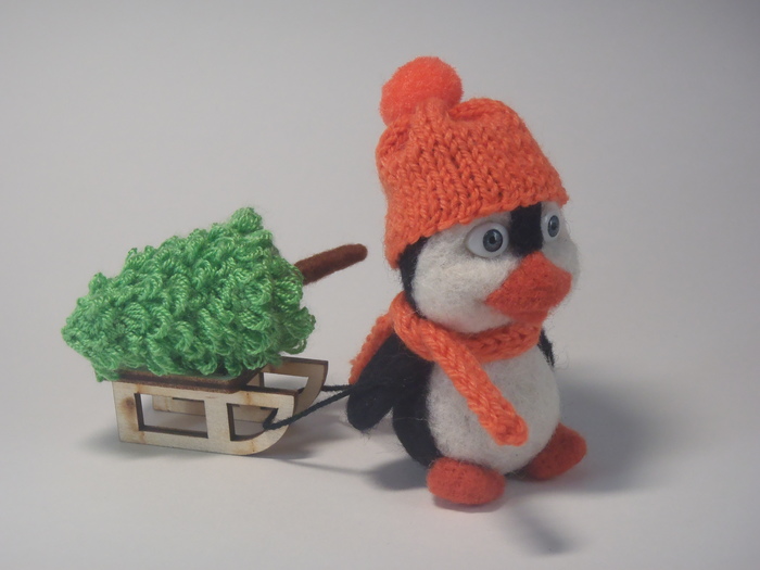 Penguin - My, Longpost, Presents, Penguins, Handmade, Needlework without process, Dry felting