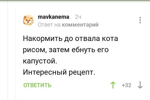 Рецепт - Текст, Комментарии на Пикабу, Комментарии, Кот, Капуста, Рис