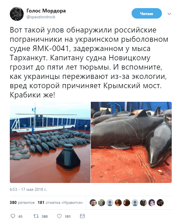 А может этих рыболовов тоже в сетку и в море?
 - Политика, Twitter, Голос Мордора, Украинские рыбаки