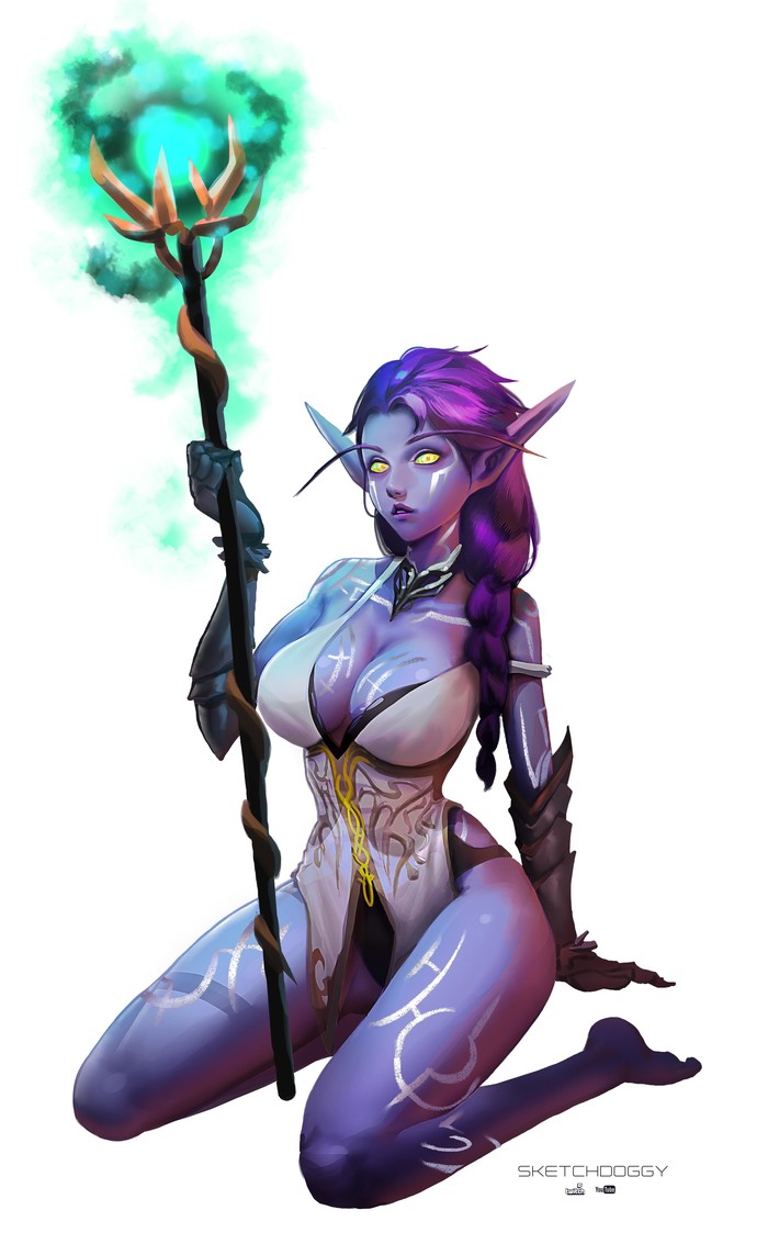 Nightborne Elf World of Warcraft, Nightborne Elf, Sketchdoggy