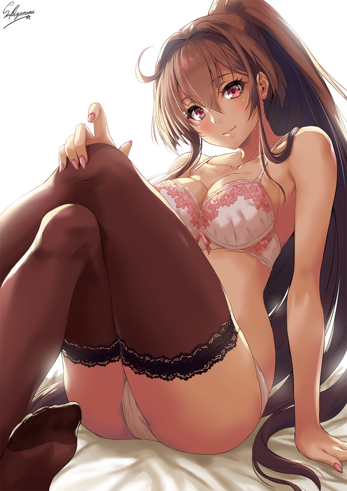 Yamato - NSFW, Kantai collection, Yamato, Anime, Anime art, Underwear, Stockings