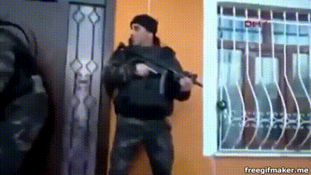 It turned out somehow awkward ... - GIF, Video, Humor, Door, Storm, Police