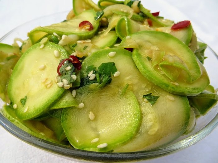 The perfect Asian-style zucchini appetizer - My, Food, Snack, Recipe, Video recipe, Yummy, Preparation, Longpost, Other cuisine, Salad, Video