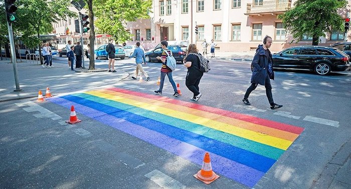 Do you want your children to walk on such a transition? - My, Lithuania, A pedestrian, Gays, LGBT, NATO, Baltika, Children, Childhood, Longpost