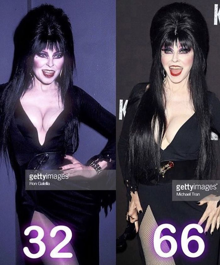 Age spares no one, BUT there is an exception: - , , Differences, Elvira mistress of darkness, Cassandra Peterson, It Was-It Was