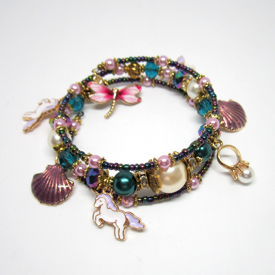 Cheerful summer bracelet from all sorts of different beads - Decoration, I share, My, Unicorn