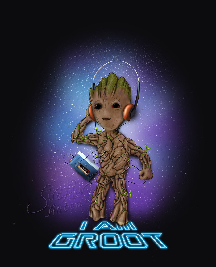 I Am Groot - My, Groot, Guardians of the Galaxy, Creation, Drawing, Digital drawing, Marvel, Movies