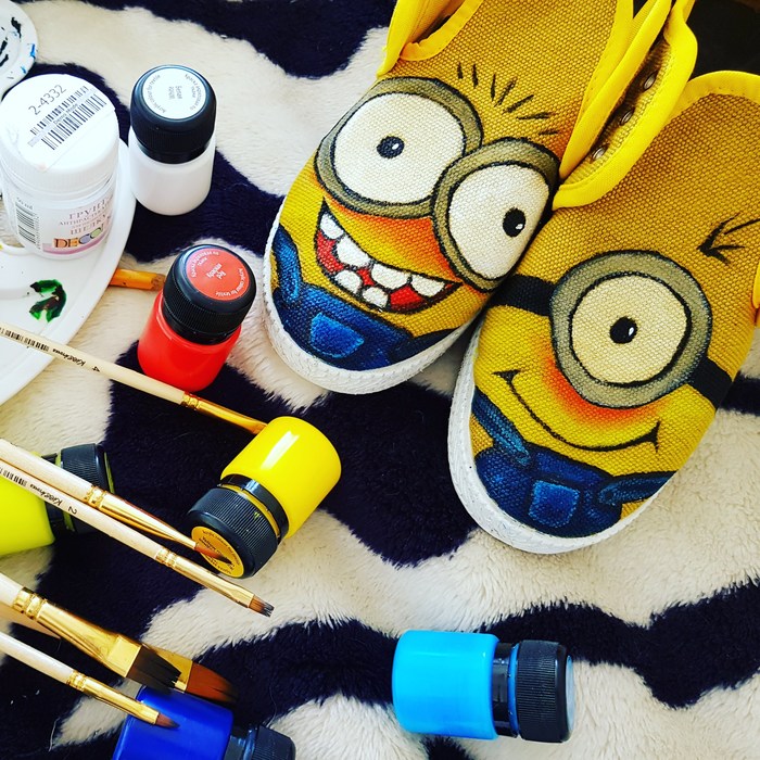 Drawings on fabric - My, Minions, Drawing, Paints