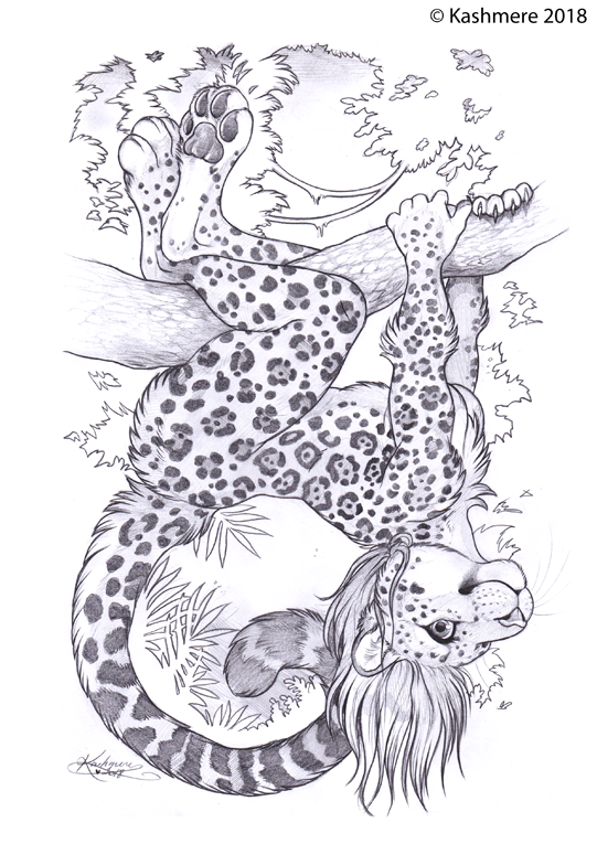 On the tree - Furry, Art, Kashmere, Traditional art, Jaguar, Nature