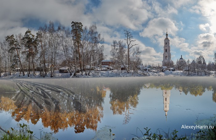 Winter summer - My, Winter, Summer, Bell tower, The photo, Reflection, Forest