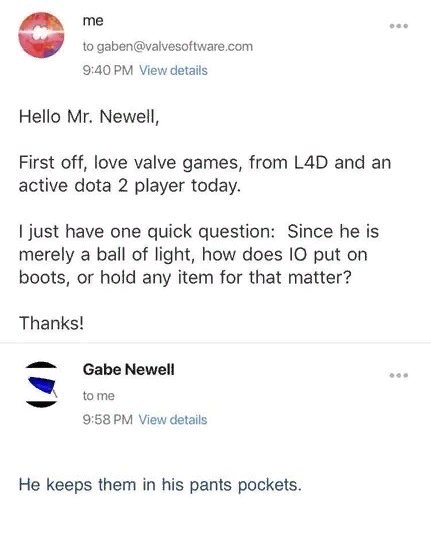 The guy asked a stupid question to Gabe and got an answer - Dota, Gabe Newell, Wisp, Longpost, Visp Dota 2