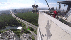 The cable burst at the crane at a height of 47 floors - GIF, Youtube, Video, Height, Tap, The fall, Glass, Installation
