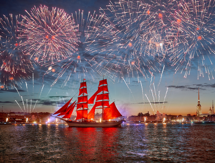 Holiday Scarlet Sails 2017 - My, Firework, Scarlet Sails, Evening, Saint Petersburg, The photo