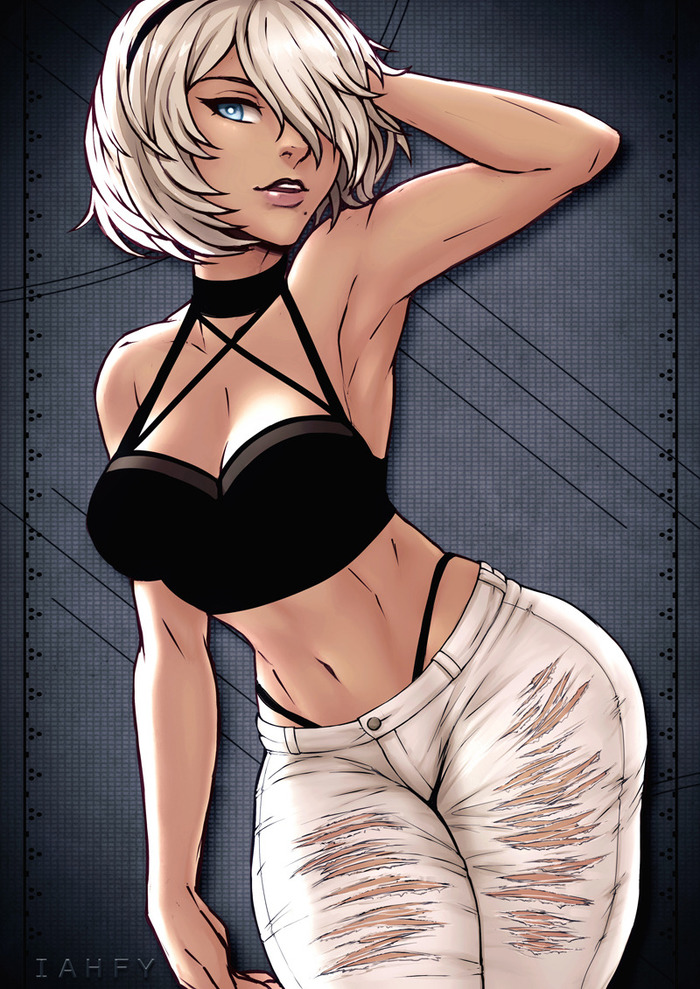 Yorha 2B - NSFW, Yorha unit No 2 type B, NIER Automata, Art, Drawing, Iahfy, Longpost