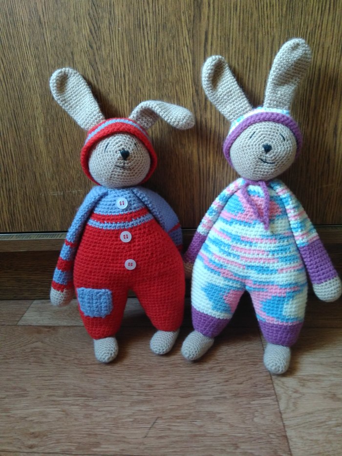 Sleepy bunny in pajamas - My, Crochet, Needlework, , Needlework without process, Longpost