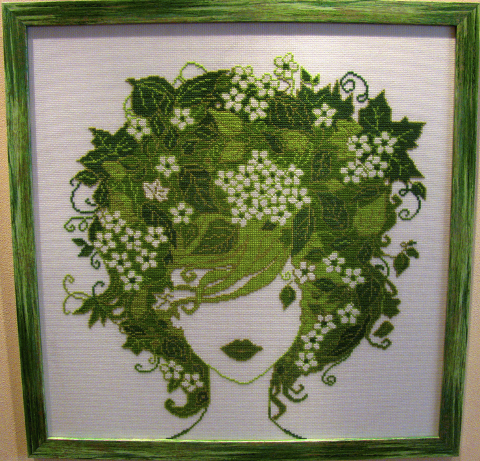More embroidery - My, Cross-stitch, Needlework without process, Needlework, Embroidery, Girls, Leaves
