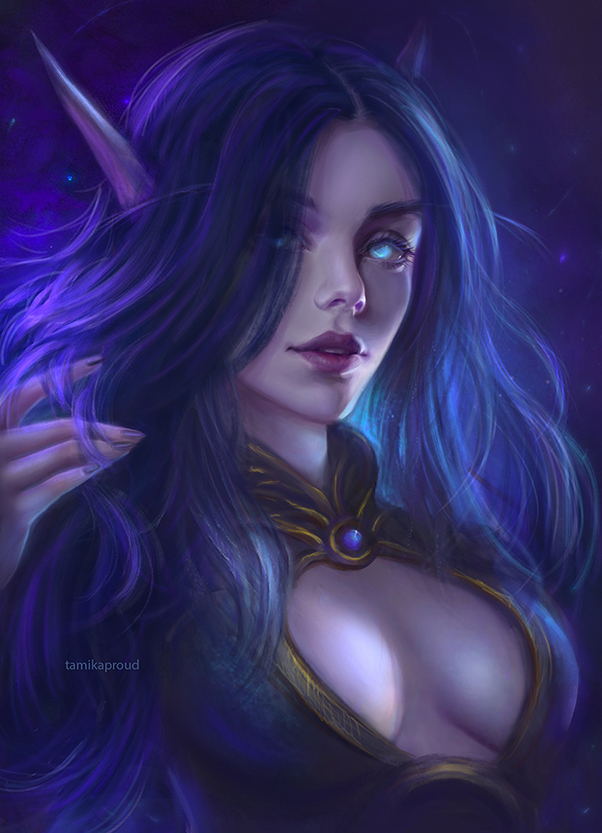 Void elf - My, Blizzard, Fantasy, Drawing, Elves, Wow, World of warcraft, Tamikaproud