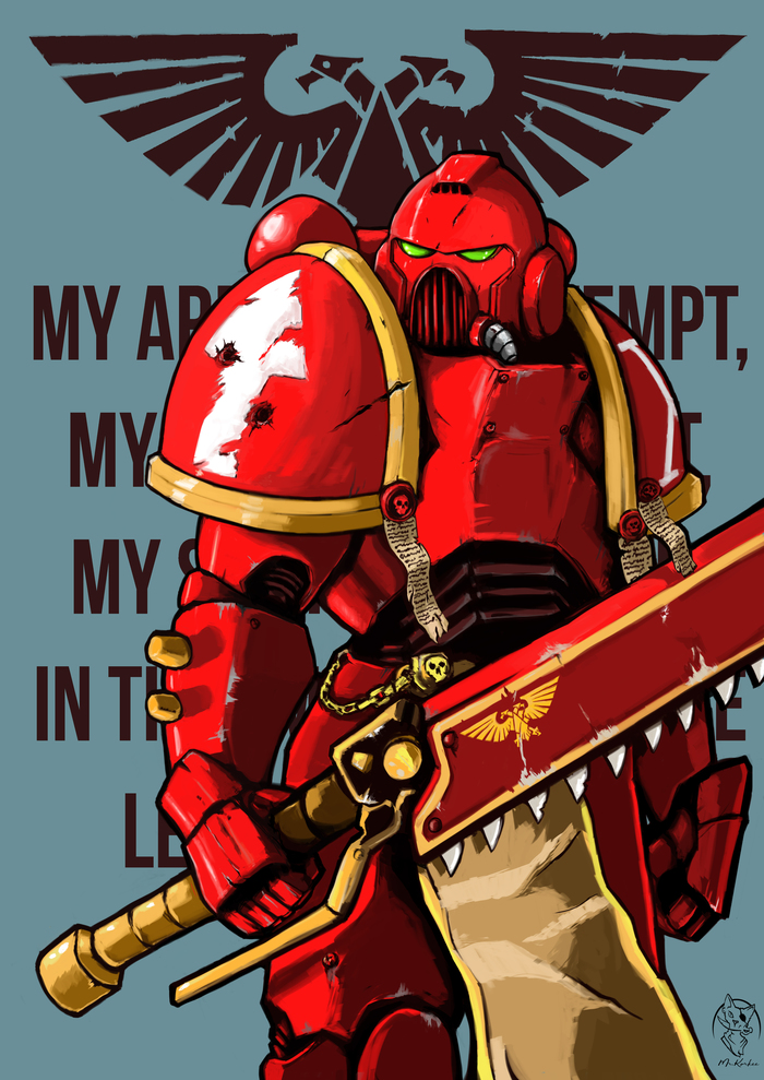 My armor - My, Warhammer 40k, , Fan art, Digital drawing