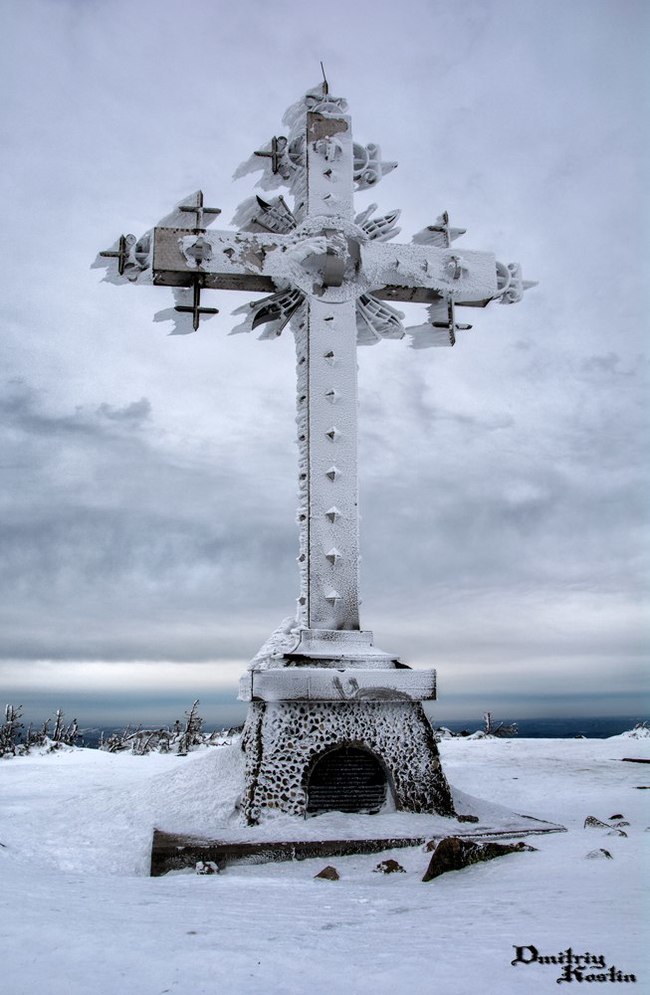 worship cross - My, Sheregesh, Cross, Nature, Altai, Ski resort, The photo, Winter, Altai Republic