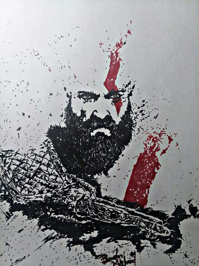 T-shirt print - Drawing, Print, Викинги, Warrior, Art, Men, God of war, Kratos