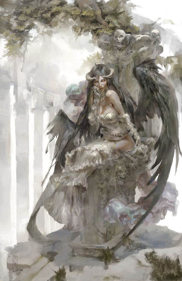 Succubus - Anime, Anime art, Overlord, Albedo, Christian Angel