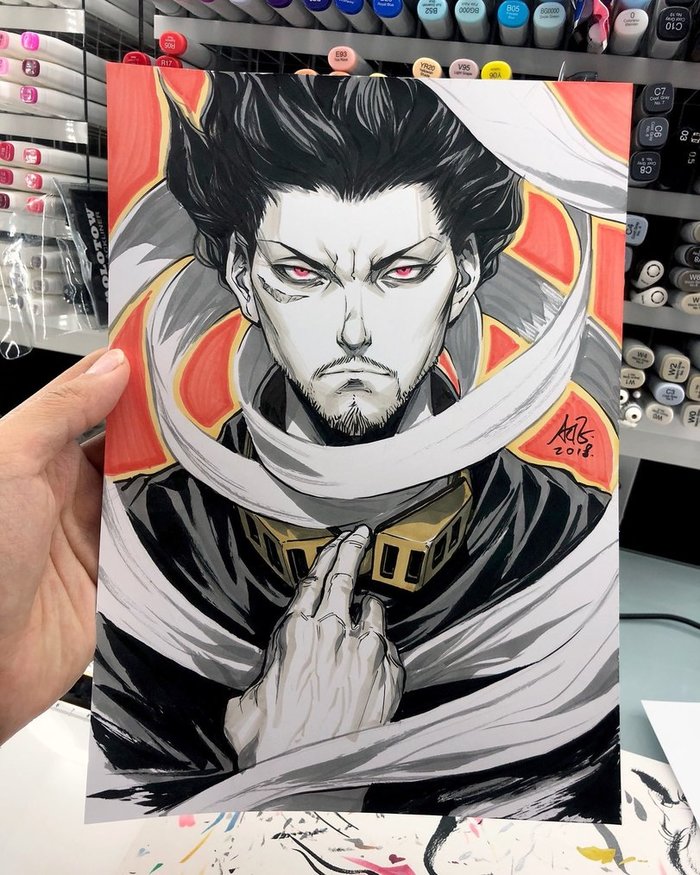 Shouta Aizawa - Рисунок, Аниме, Boku no Hero Academia, Aizawa shouta, Рисунок ручкой, Голова-Ластик, Artgerm