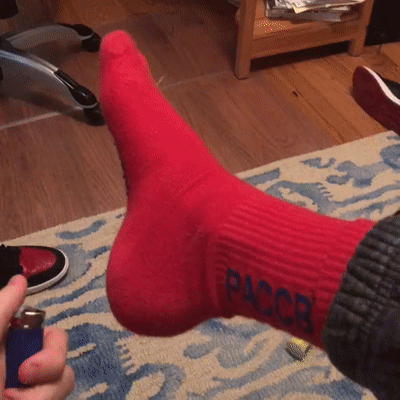 Burning fibers on new socks - Socks, Lighter, Arson, Fire, beauty, GIF