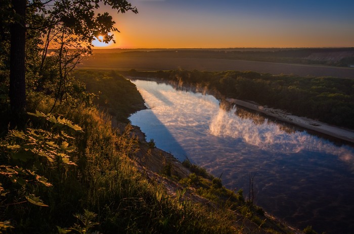 Morning haze. - Haze, Landscape, River, Morning, dawn, My, The sun, Nature