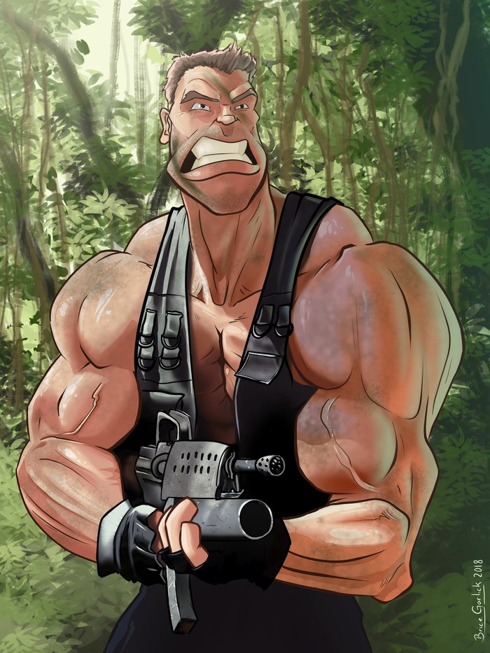 Schwartz in full bloom. - Anime, Art, Predator, Arnold Schwarzenegger, Anime art, Predator (film)