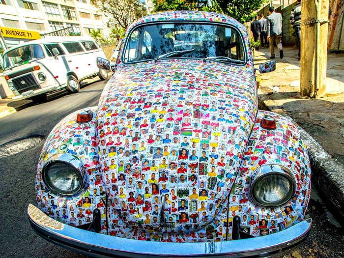 Brazil football fan covers his car with 2018 World Cup stickers - Creative, Football, World championship, Brazil, Auto